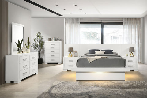 Rosalie 6-piece Queen LED Bedroom Set Cream WhiteSnow White