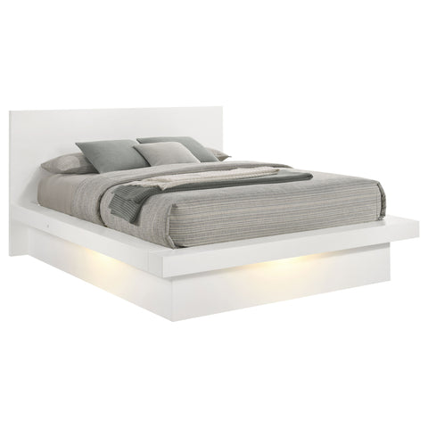 Rosalie Wood Queen LED Panel Bed Cream WhiteSnow White