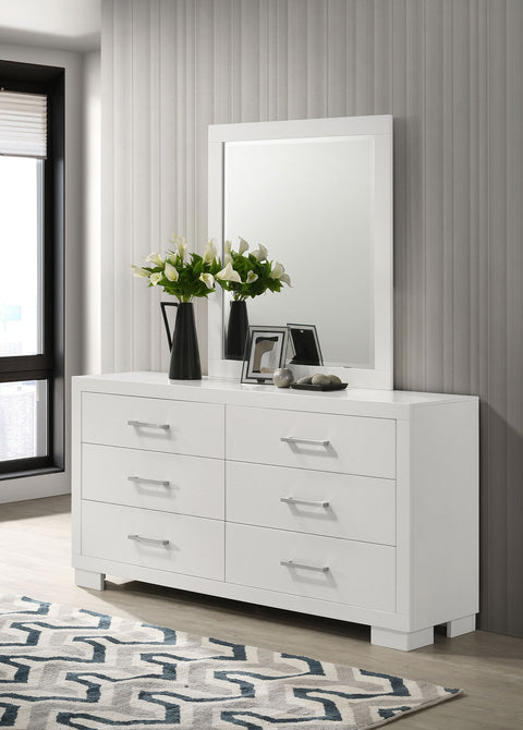 Rosalie 6-drawer Dresser with Mirror Cream WhiteSnow White