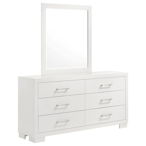 Rosalie 6-drawer Dresser with Mirror Cream WhiteSnow White
