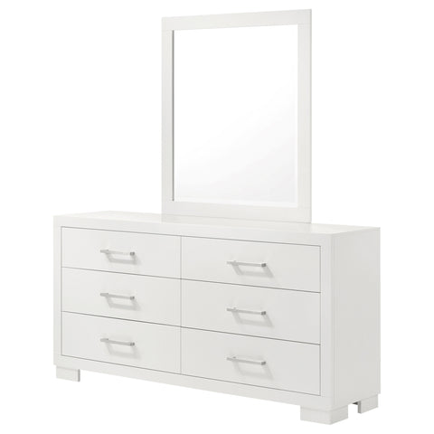 Rosalie 6-drawer Dresser with Mirror Cream WhiteSnow White