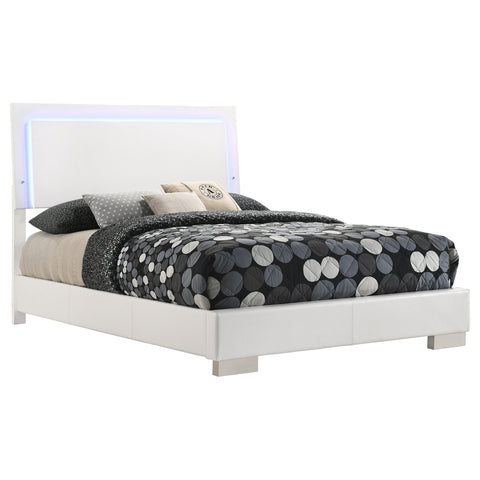 Mikayla Wood Full LED Panel Bed White High GlossWhite High Gloss