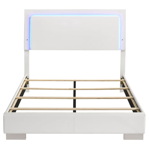 Mikayla Wood Full LED Panel Bed White High GlossWhite High Gloss