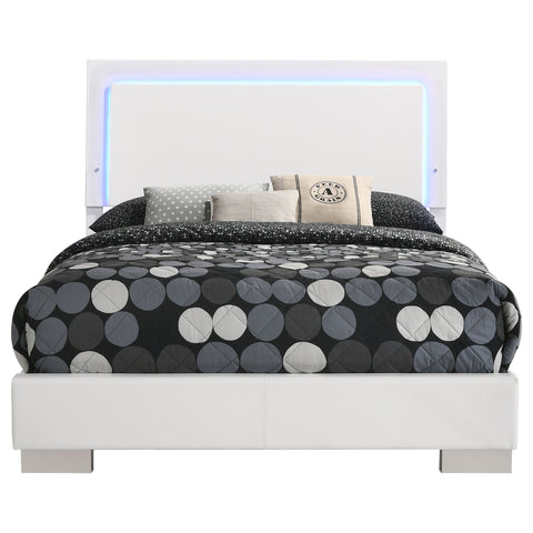 Mikayla Wood Full LED Panel Bed White High GlossWhite High Gloss