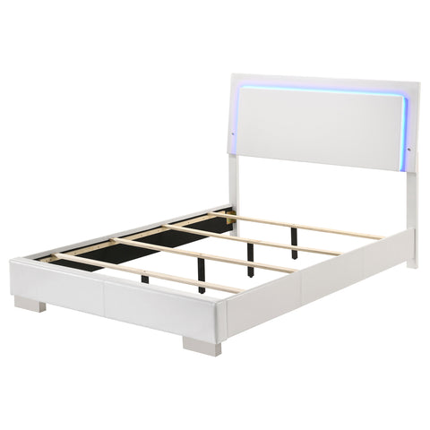 Mikayla Wood Full LED Panel Bed White High GlossWhite High Gloss