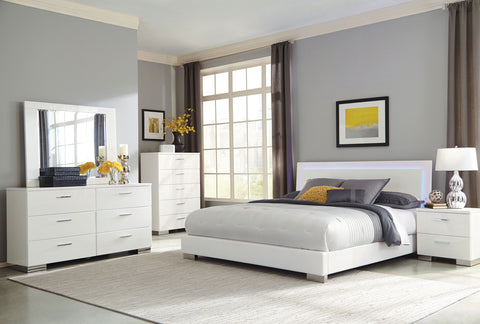 Mikayla 6-piece Eastern King Bedroom Set White High GlossWhite High Gloss