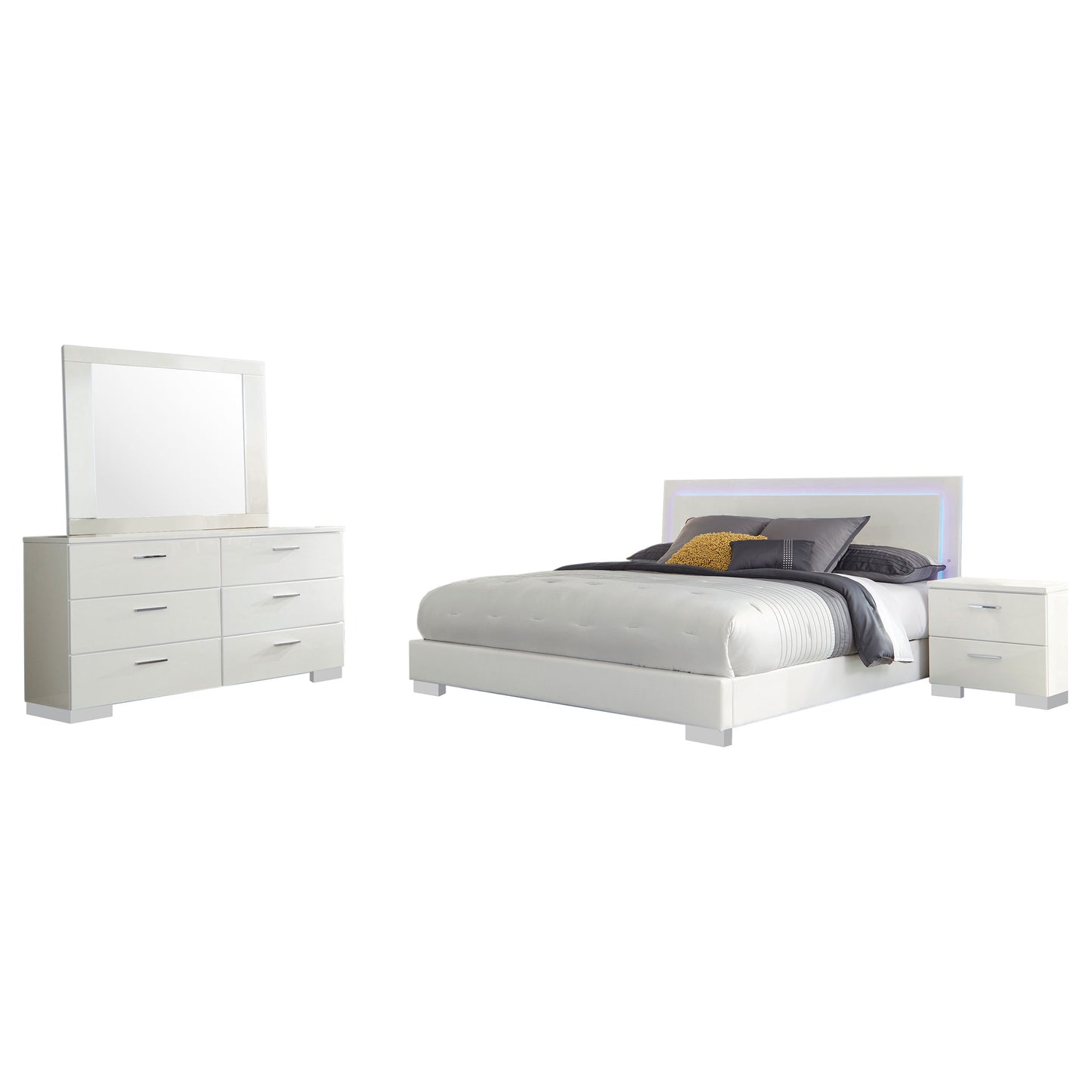 zabka 4-piece california king bedroom set white gloss