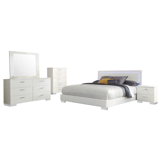 Zabka 5-piece California King Bedroom Set White Gloss