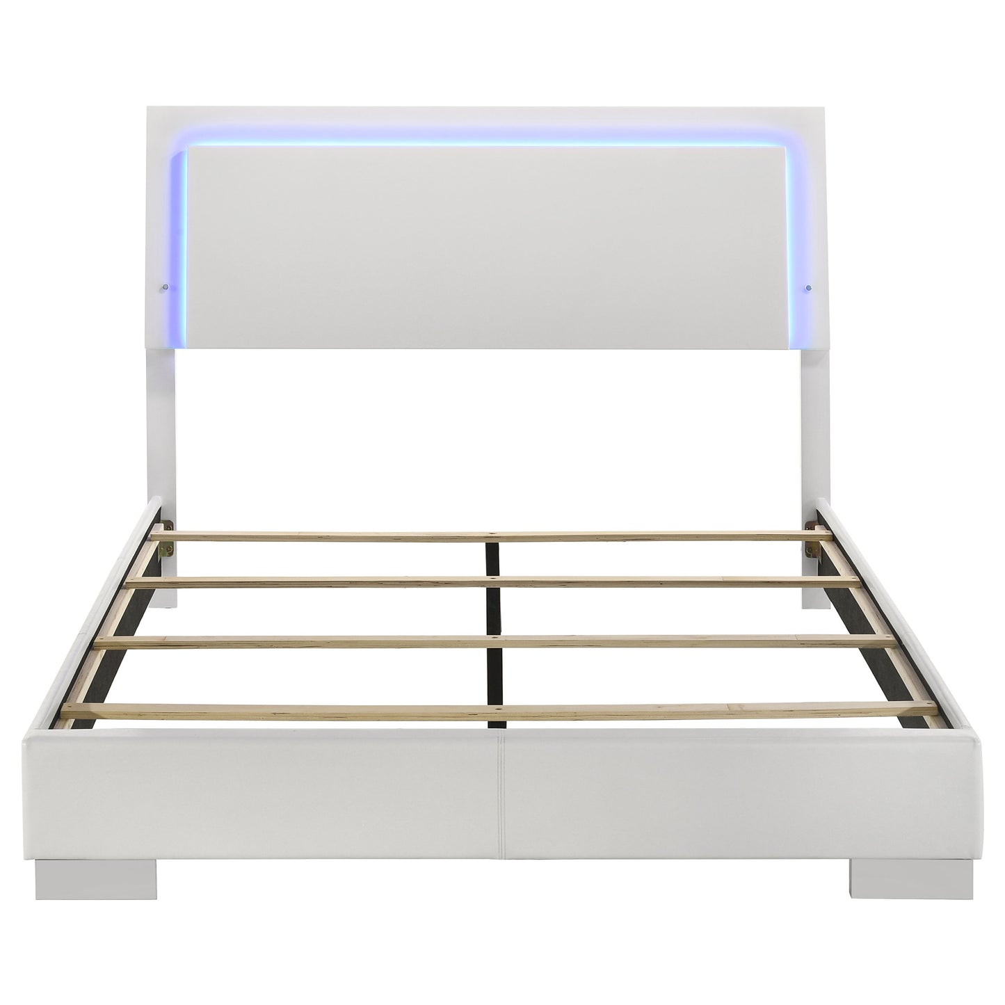 mikayla wood queen led panel bed white high glosswhite high gloss