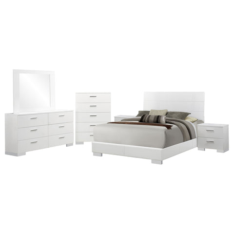 Zabka 6-piece Eastern King Bedroom Set White High Gloss