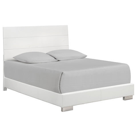 Mikayla Wood Queen Panel Bed White High GlossWhite High Gloss