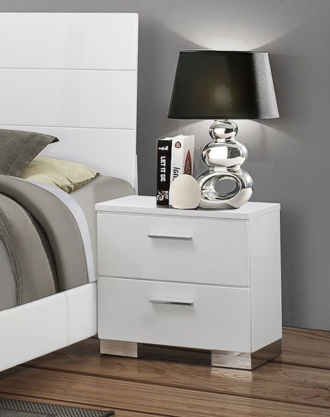 Mikayla 2-drawer Nightstand White High GlossWhite High Gloss
