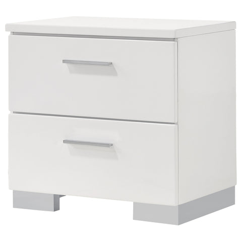 Mikayla 2-drawer Nightstand White High GlossWhite High Gloss