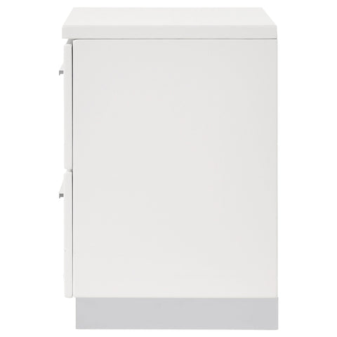 Mikayla 2-drawer Nightstand White High GlossWhite High Gloss