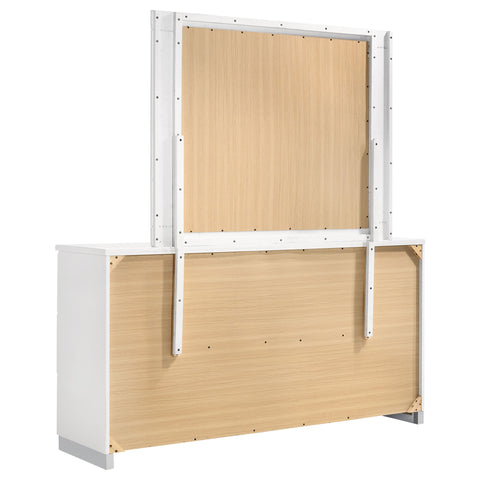 Mikayla 6-drawer Wood Dresser with Mirror White High GlossWhite High Gloss