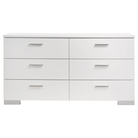 Mikayla 6-drawer Dresser White High GlossWhite High Gloss