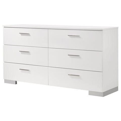 Mikayla 6-drawer Dresser White High GlossWhite High Gloss