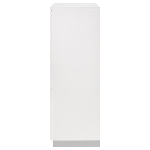 Mikayla 5-drawer Bedroom Chest White High GlossWhite High Gloss
