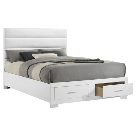 Zabka California King Storage Bed White High Gloss