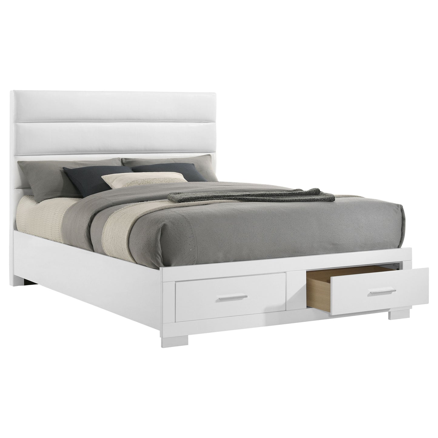 zabka queen storage bed white high gloss