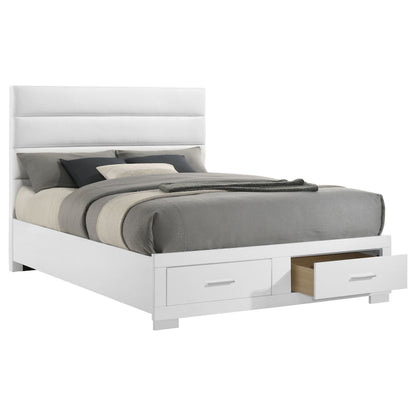Zabka Queen Storage Bed White High Gloss