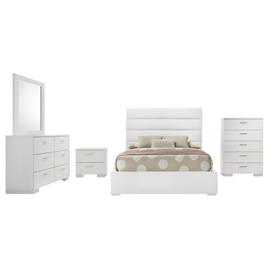 Zabka 5-piece Full Bedroom Set White High Gloss