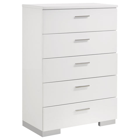 Zabka 5-piece Full Bedroom Set White High Gloss