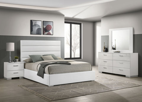 Zabka 4-piece Eastern King Bedroom Set White High Gloss
