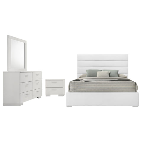 Zabka 4-piece Eastern King Bedroom Set White High Gloss