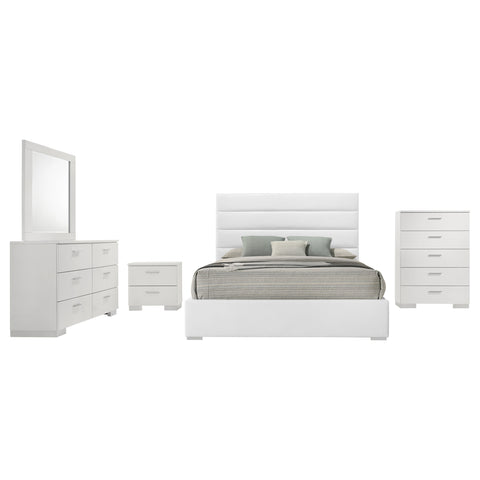 Zabka 5-piece Eastern King Bedroom Set White High Gloss