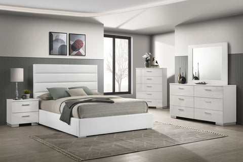 Zabka 5-piece Queen Bedroom Set White High Gloss