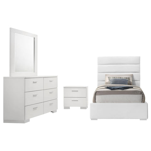 Marcelo 4-piece Twin Bedroom Set White High Gloss