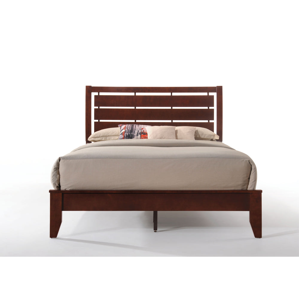 alair queen bed, brown cherry finish