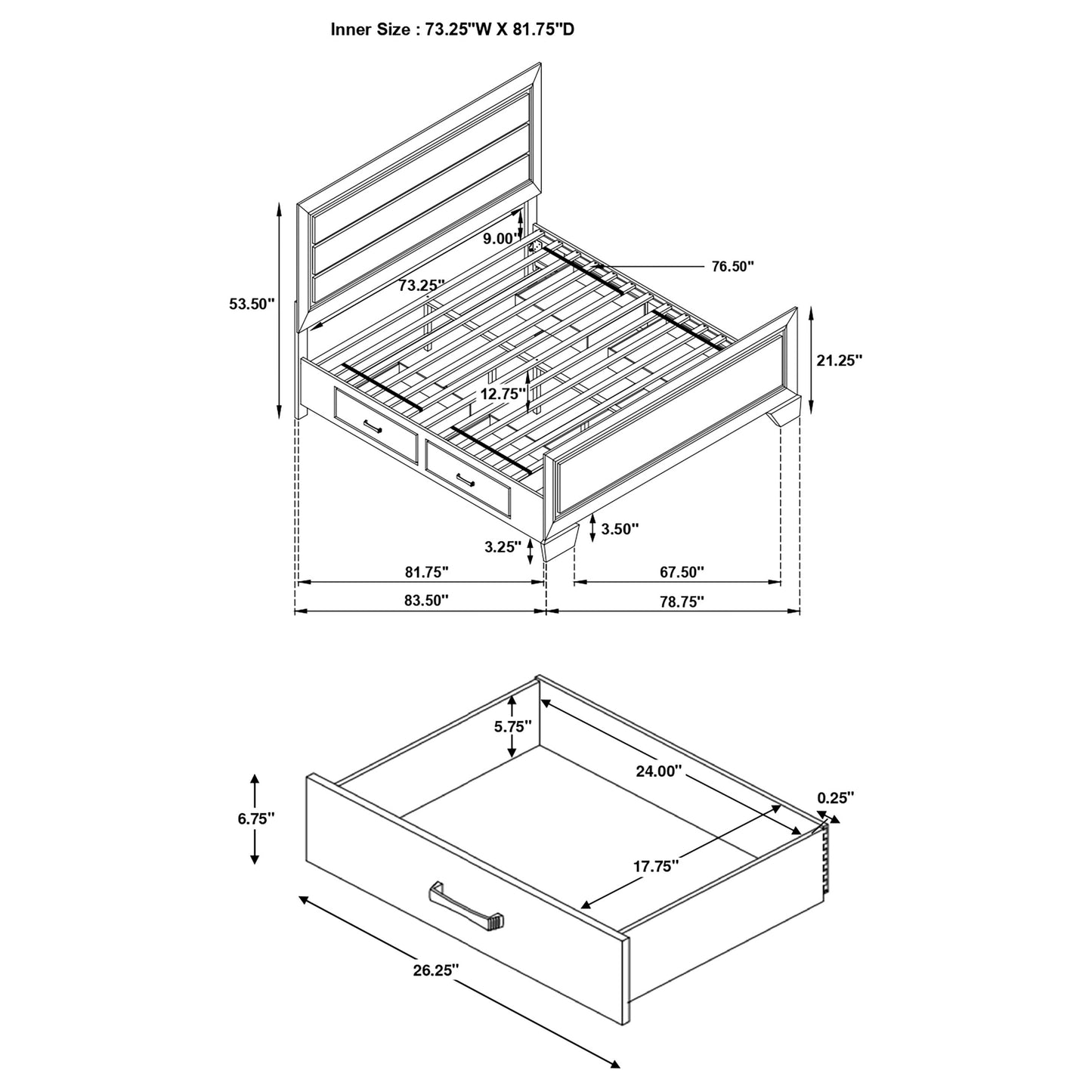 eastern king storage bed