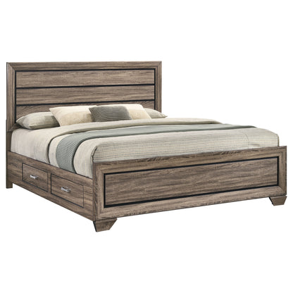 Danika Wood Eastern King Storage Panel Bed Washed TaupeWashed Taupe