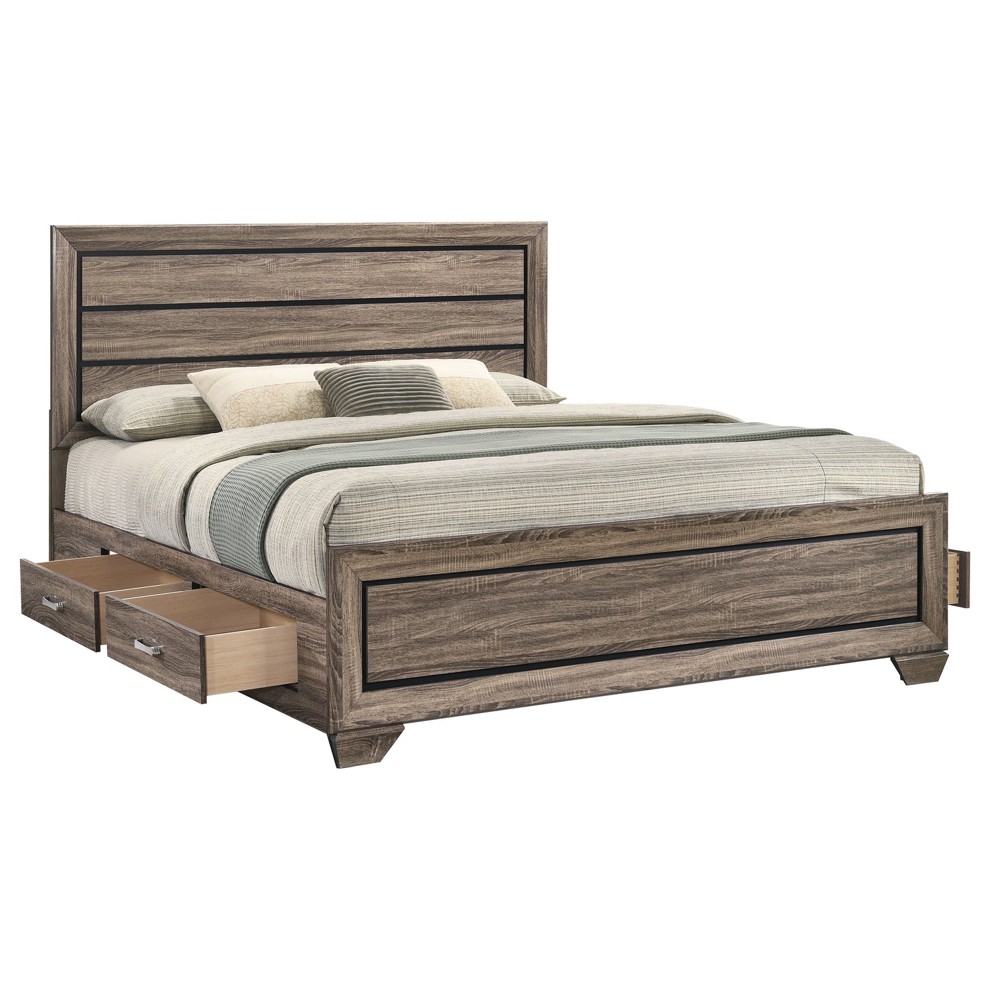 danika wood eastern king storage panel bed washed taupewashed taupe