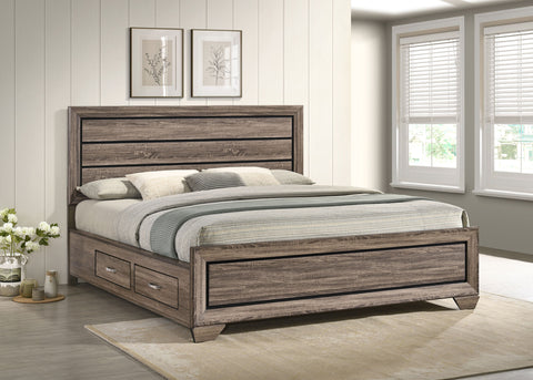 Danika Wood California King Storage Panel Bed Washed TaupeWashed Taupe