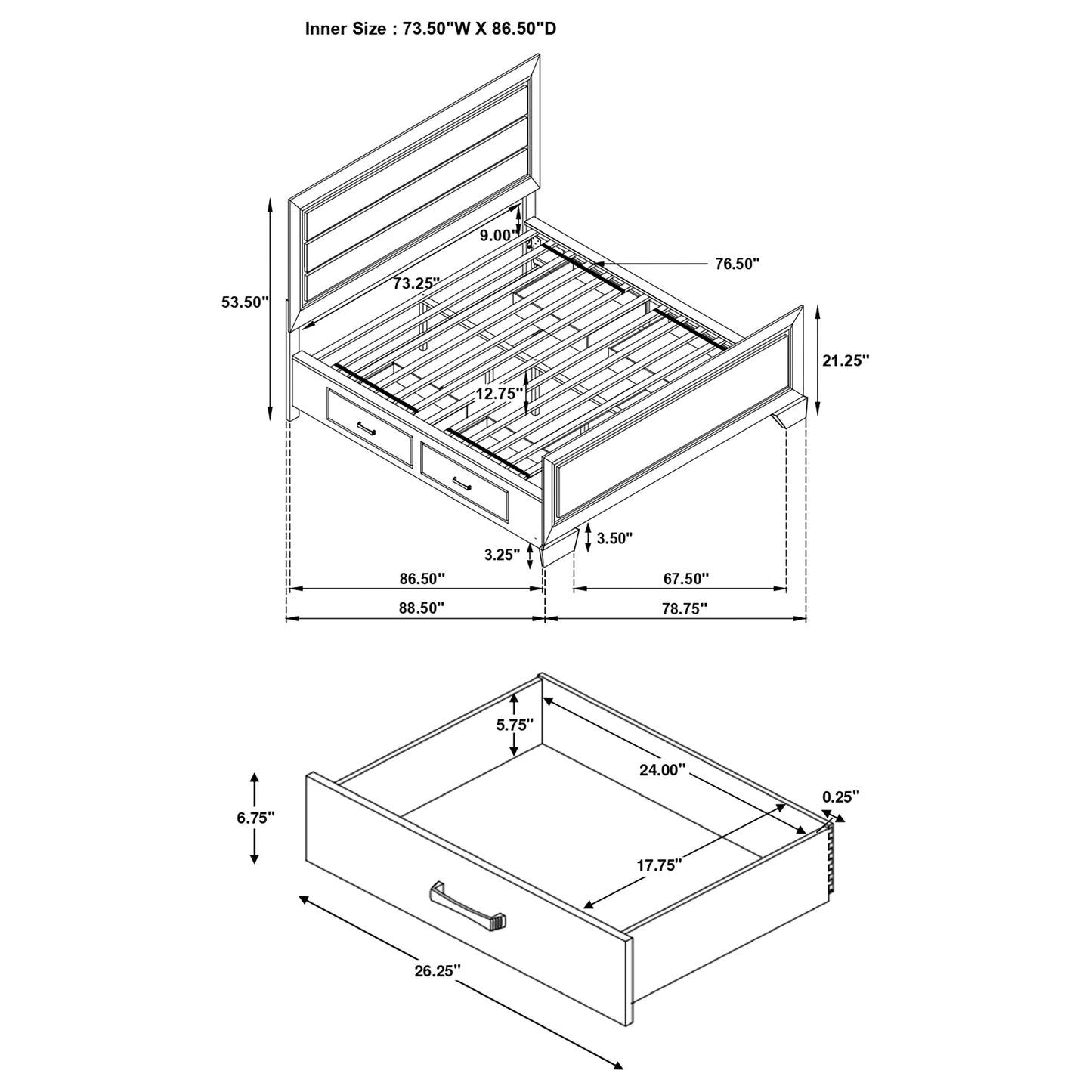 california king storage bed