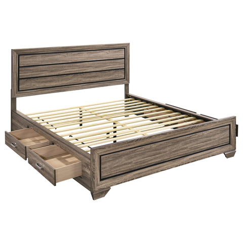 Danika Wood California King Storage Panel Bed Washed TaupeWashed Taupe