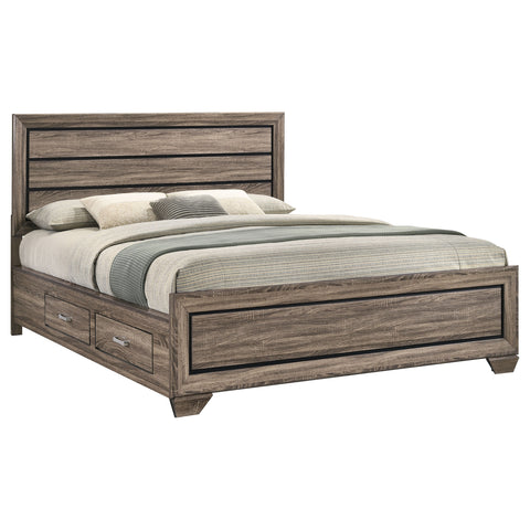 Danika Wood California King Storage Panel Bed Washed TaupeWashed Taupe