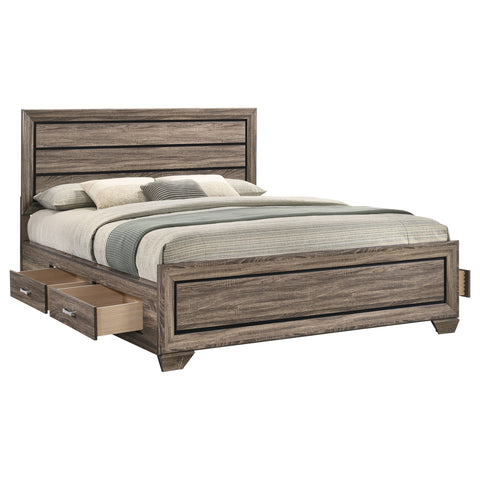 Danika Wood California King Storage Panel Bed Washed TaupeWashed Taupe