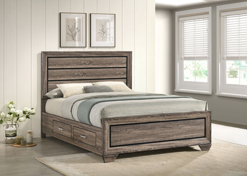 Danika Wood Queen Storage Panel Bed Washed TaupeWashed Taupe