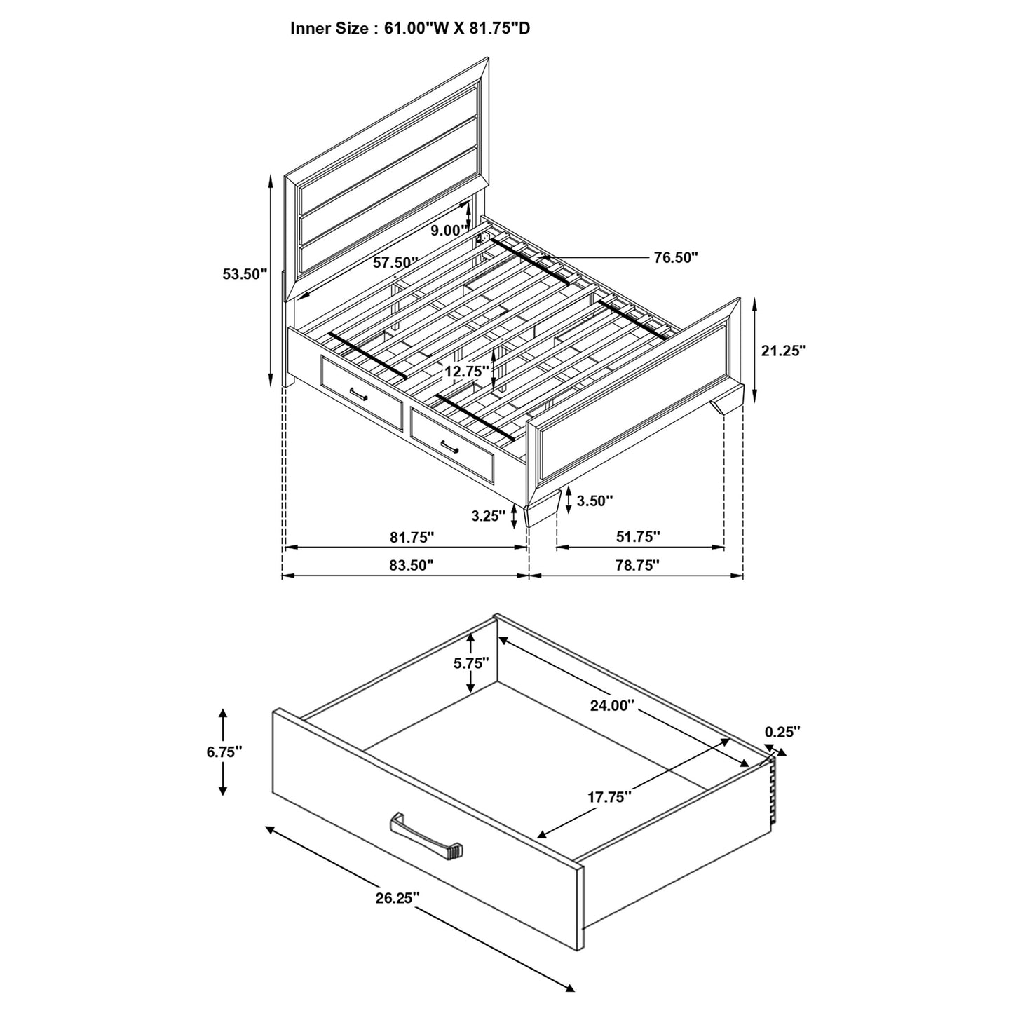 queen storage bed