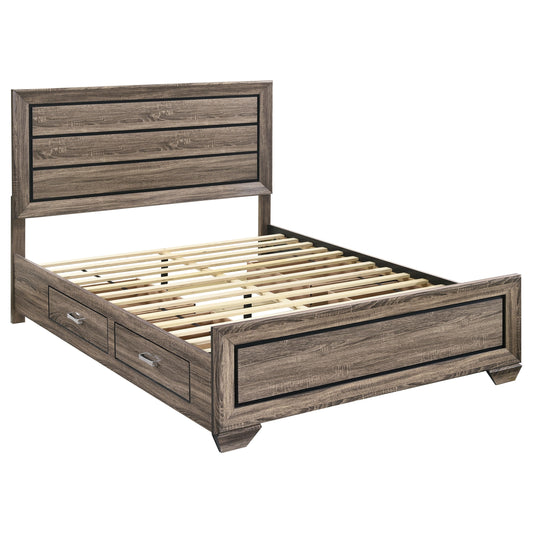 Danika Wood Queen Storage Panel Bed Washed TaupeWashed Taupe