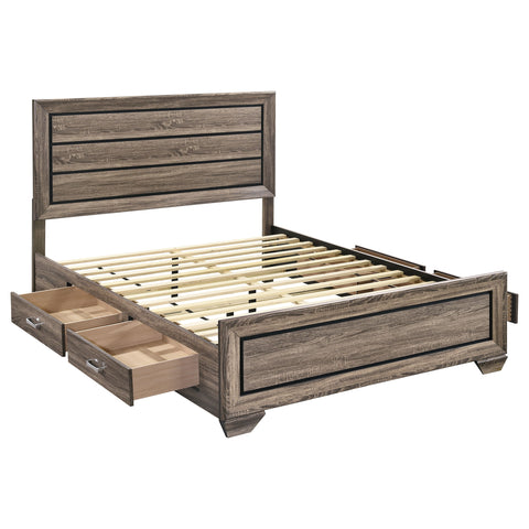 Danika Wood Queen Storage Panel Bed Washed TaupeWashed Taupe