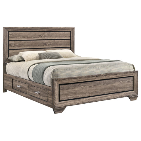 Danika Wood Queen Storage Panel Bed Washed TaupeWashed Taupe