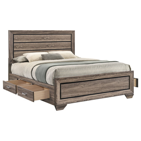 Danika Wood Queen Storage Panel Bed Washed TaupeWashed Taupe