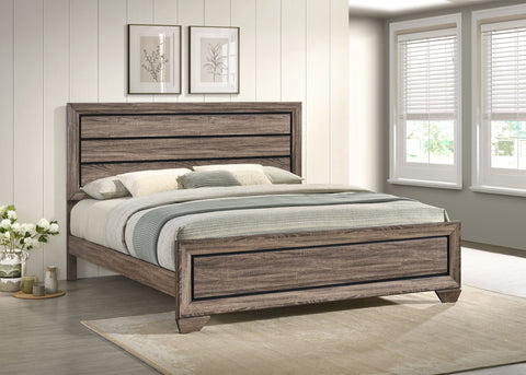 Danika Wood Eastern King Panel Bed Washed TaupeWashed Taupe