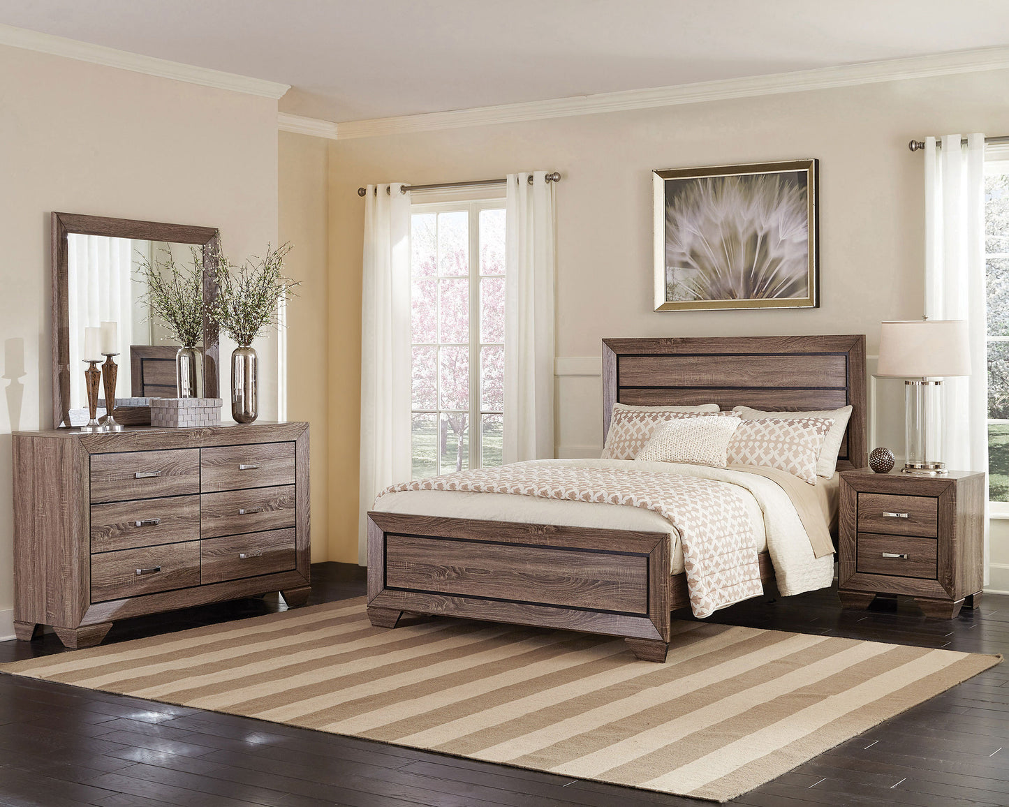 cyclamen 4-piece california king bedroom set washed taupe