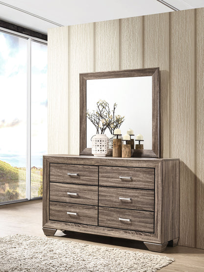 Danika 6-drawer Dresser with Mirror Washed TaupeWashed Taupe